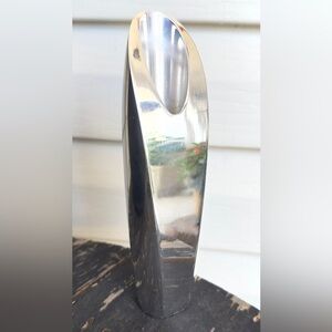 Nambe Flame Bud Vase Candle Holder Slanted Silver #6205  MCM 2000 Retro Mod